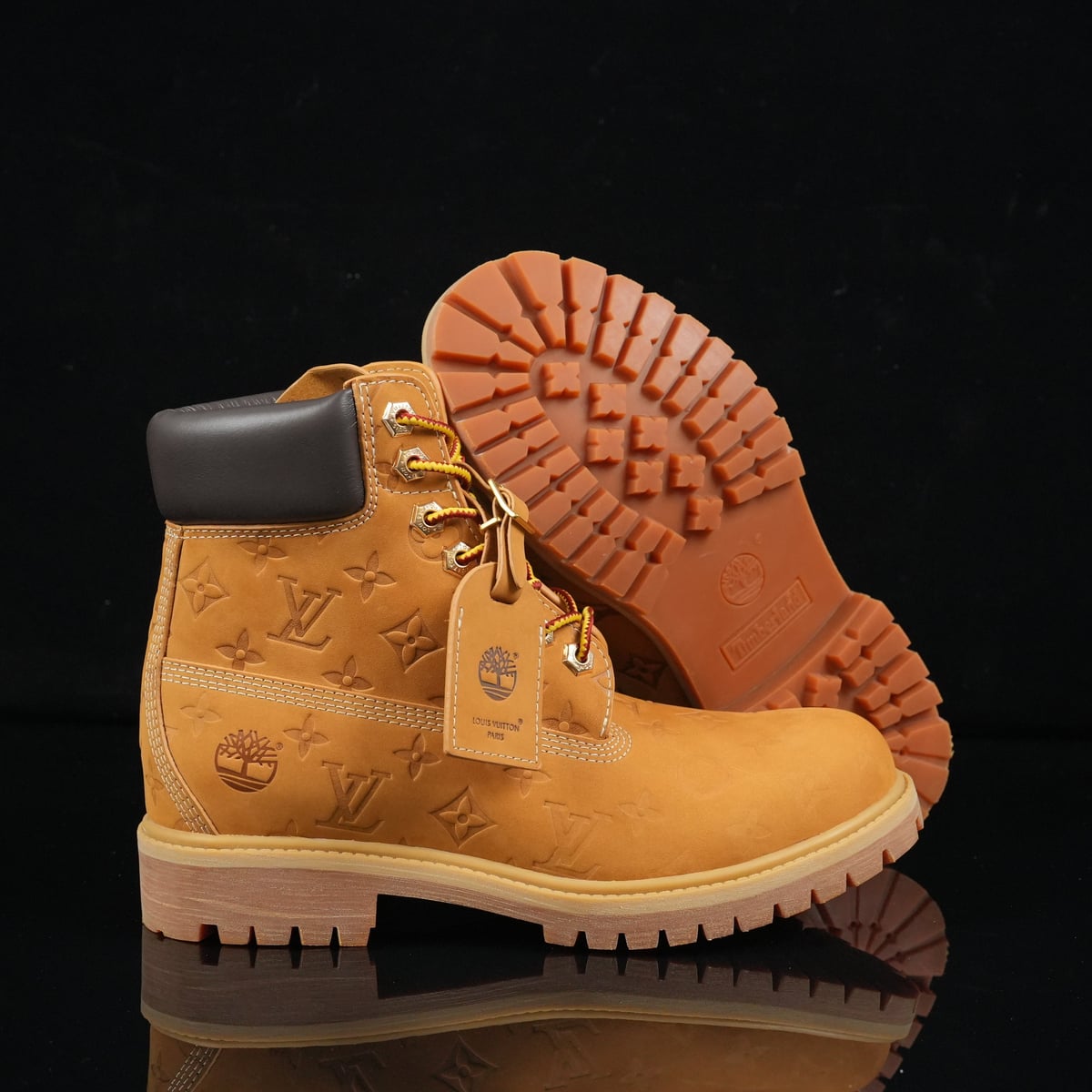 Timberland 6-Inch Design-Inspired - "LV Monogram" Wheat - TIM-LVMONOWHEAT-004 - Sole Revival and Redemption LLC