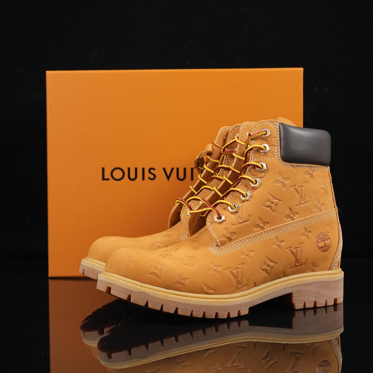 Timberland 6-Inch Design-Inspired - "LV Monogram" Wheat - TIM-LVMONOWHEAT-004 - Sole Revival and Redemption LLC