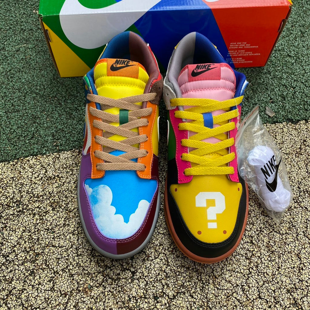 SBDNK‑013 — Nike SB Dunk Low “Mario Bros Mashup” — Multi‑Color — Design‑Inspired