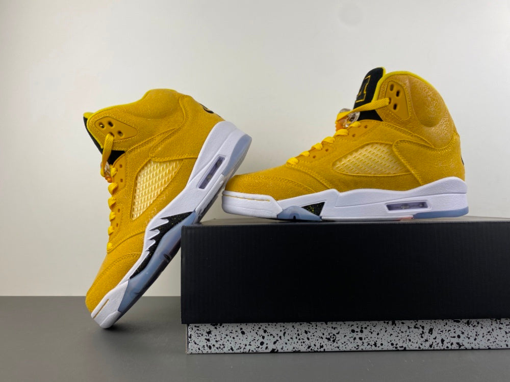 Jordan 5 Design-Inspired - "Michigan PE" "Maize & Black" Custom Tribute - AJ5-MICHPE-529B