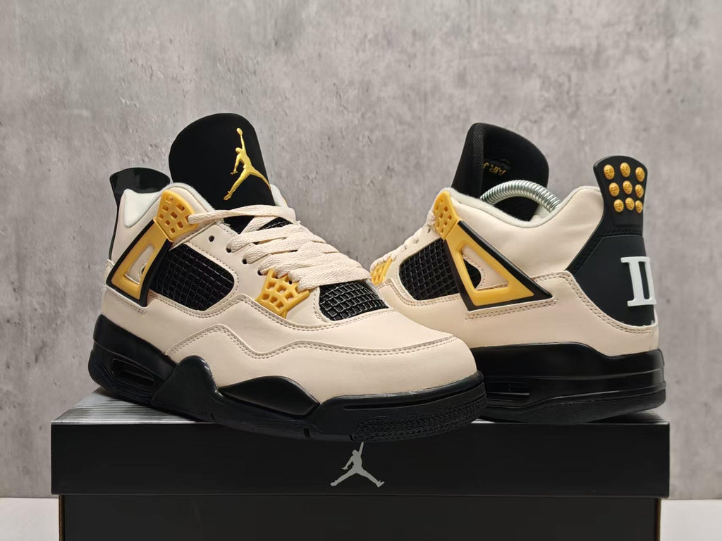 Jordan 4 Design-Inspired - "Musik" "Cream & Black & Gold" Custom Tribute - AJ4-MUSIK-485