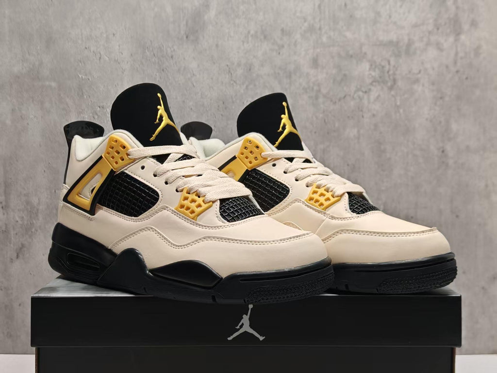 Jordan 4 Design-Inspired - "Musik" "Cream & Black & Gold" Custom Tribute - AJ4-MUSIK-485