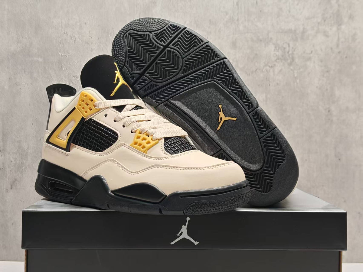 Jordan 4 Design-Inspired - "Musik" "Cream & Black & Gold" Custom Tribute - AJ4-MUSIK-485