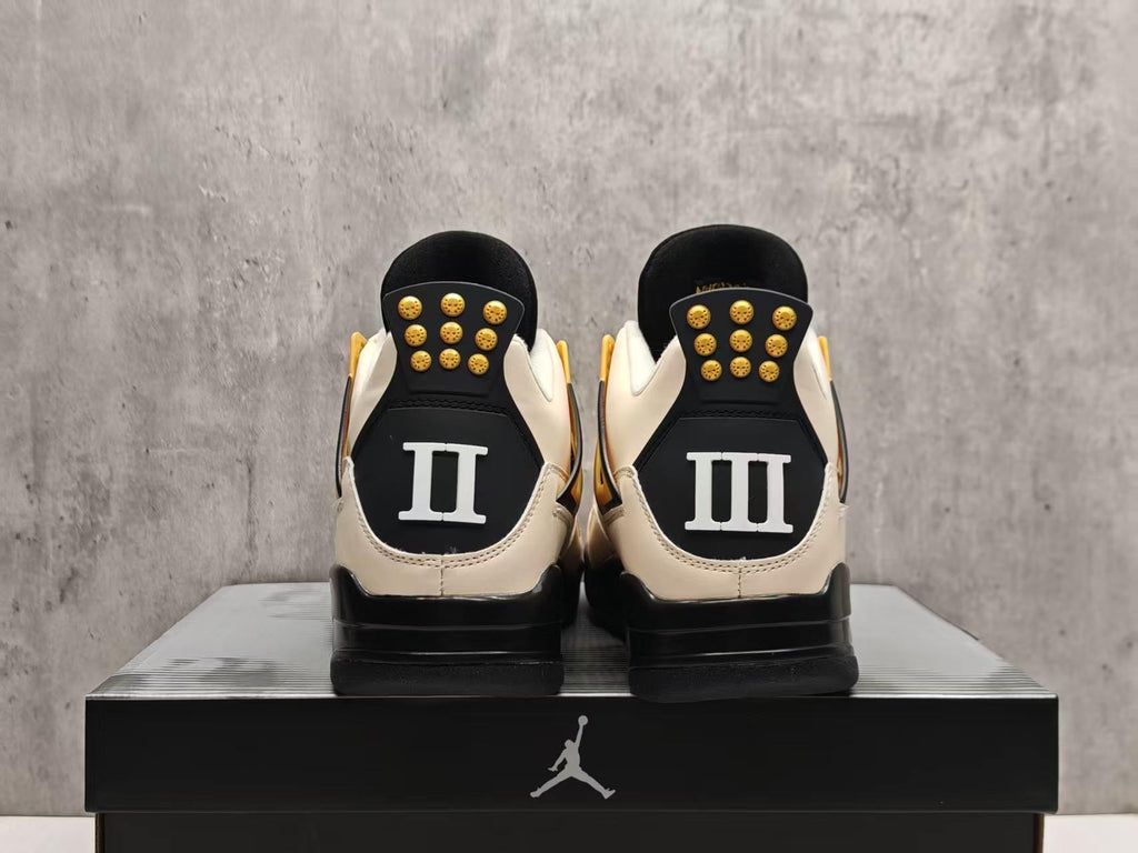 Jordan 4 Design-Inspired - "Musik" "Cream & Black & Gold" Custom Tribute - AJ4-MUSIK-485
