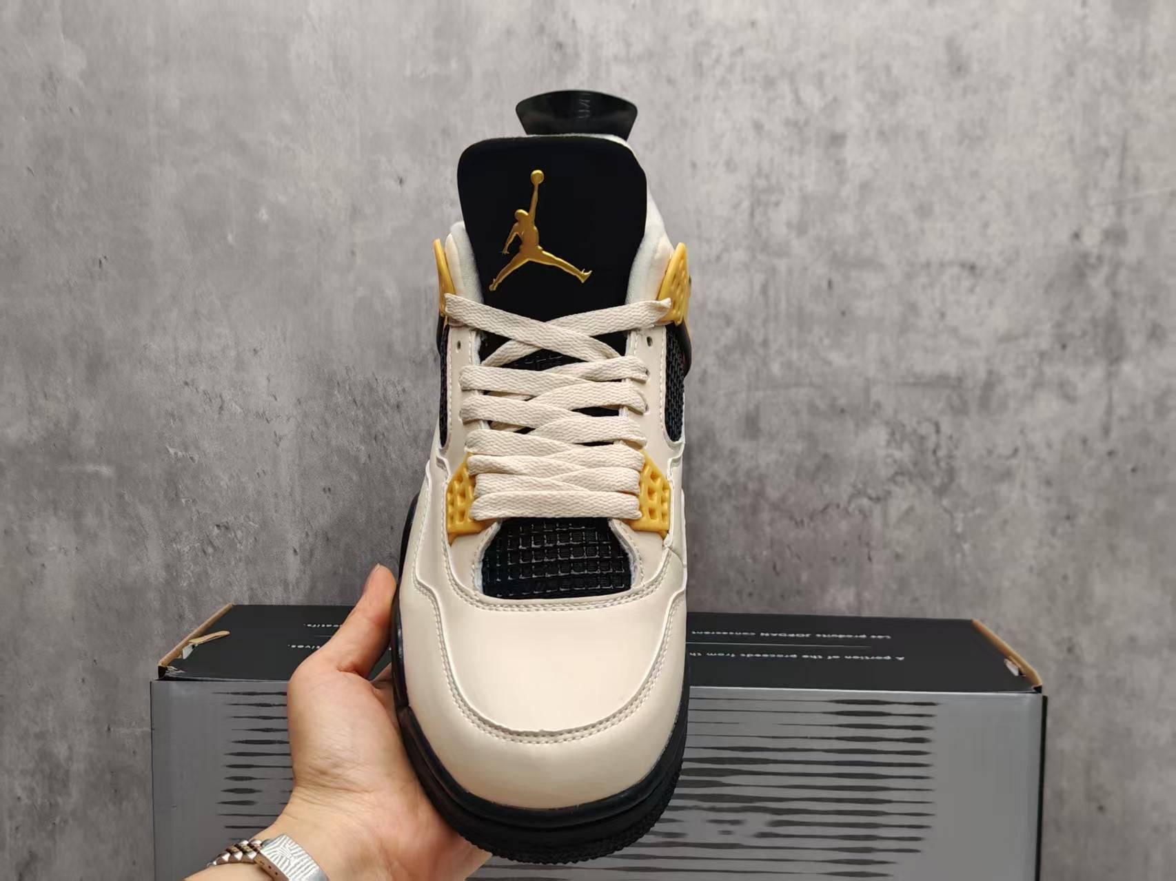 Jordan 4 Design-Inspired - "Musik" "Cream & Black & Gold" Custom Tribute - AJ4-MUSIK-485