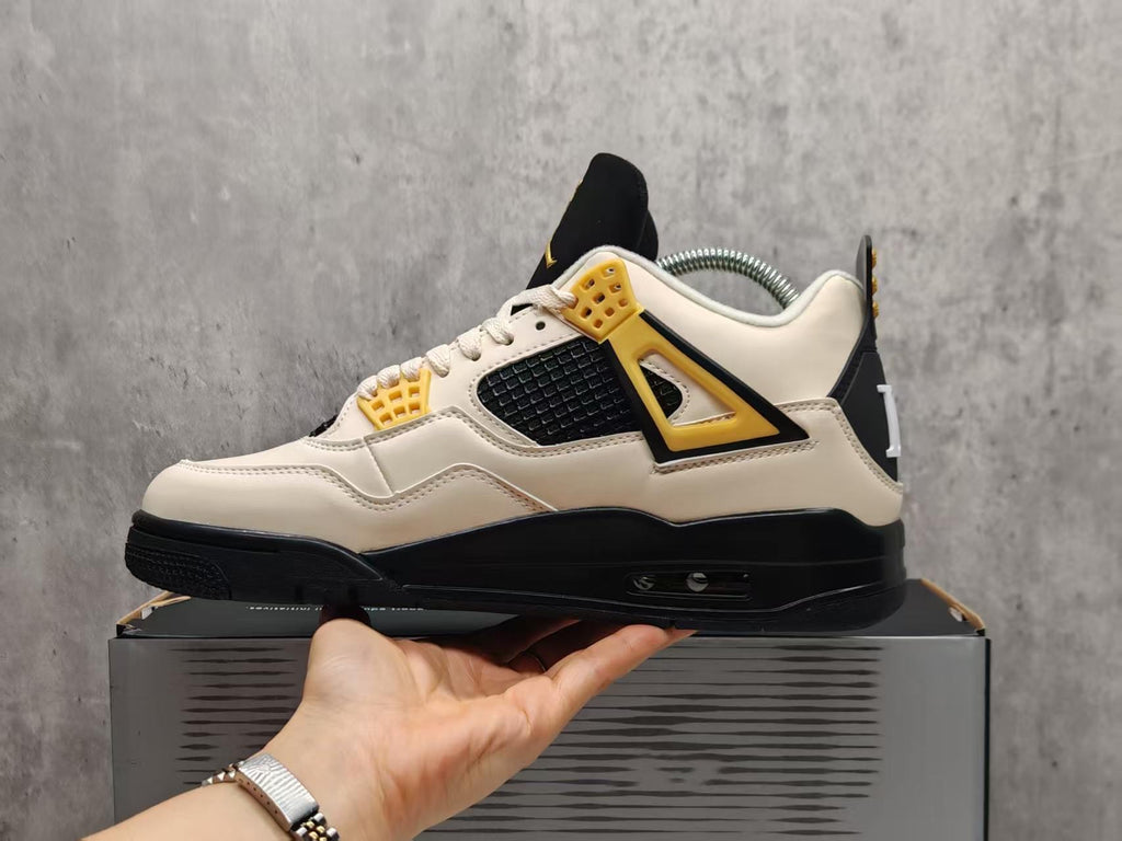 Jordan 4 Design-Inspired - "Musik" "Cream & Black & Gold" Custom Tribute - AJ4-MUSIK-485