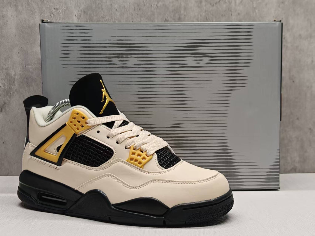 Jordan 4 Design-Inspired - "Musik" "Cream & Black & Gold" Custom Tribute - AJ4-MUSIK-485