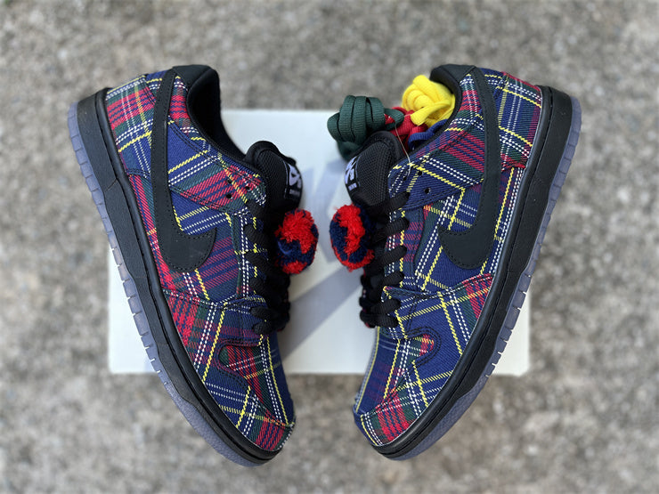 SBDNK‑014 — Nike SB Dunk Low “Nardwuar” — Tartan/Black/Multicolor — Design‑Inspired
