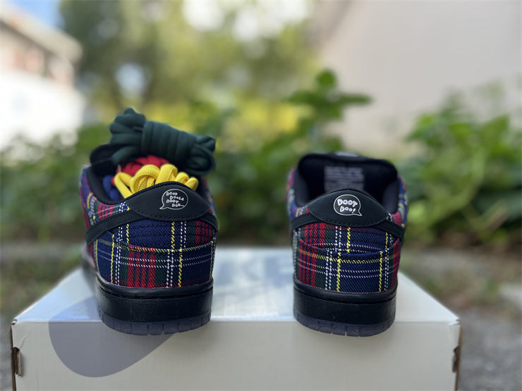 SBDNK‑014 — Nike SB Dunk Low “Nardwuar” — Tartan/Black/Multicolor — Design‑Inspired