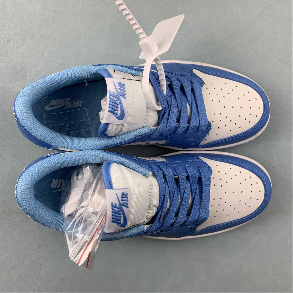 Jordan 1 Low — Design‑Inspired "Travis Scott Off‑White Fragment Collab" Custom Fantasy Build "Carolina Blue" AJ1‑TSOWFRG‑048 (Copy)