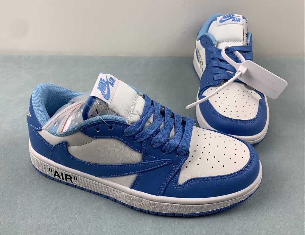 Jordan 1 Low — Design‑Inspired "Travis Scott Off‑White Fragment Collab" Custom Fantasy Build "Carolina Blue" AJ1‑TSOWFRG‑048 (Copy)