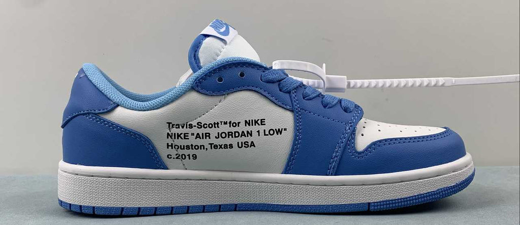 Jordan 1 Low — Design‑Inspired "Travis Scott Off‑White Fragment Collab" Custom Fantasy Build "Carolina Blue" AJ1‑TSOWFRG‑048 (Copy)