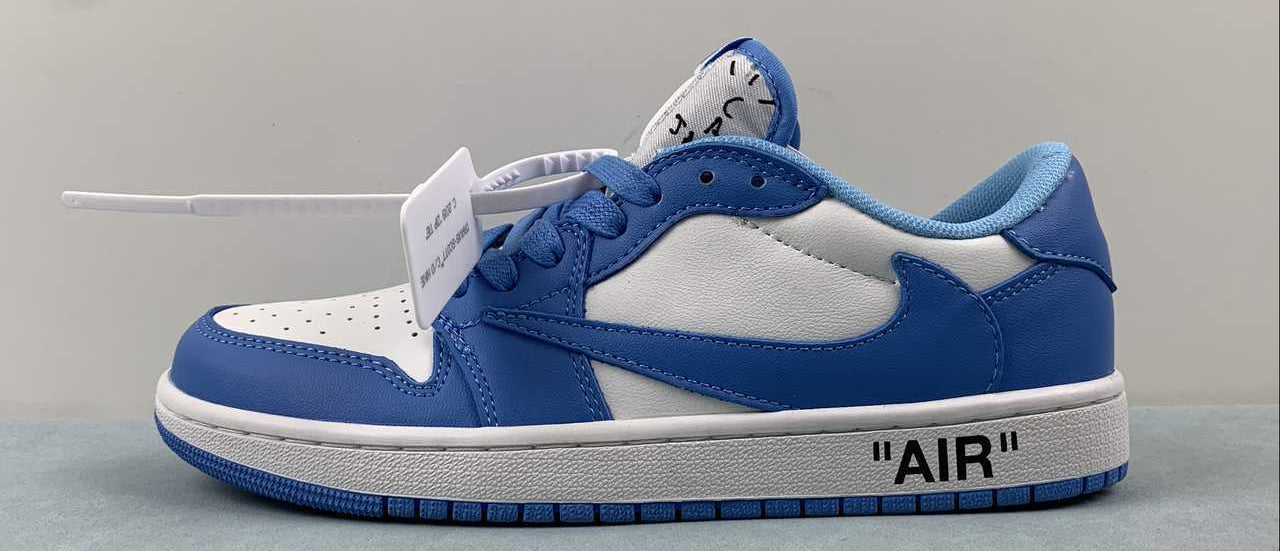 Jordan 1 Low — Design‑Inspired "Travis Scott Off‑White Fragment Collab" Custom Fantasy Build "Carolina Blue" AJ1‑TSOWFRG‑048 (Copy)