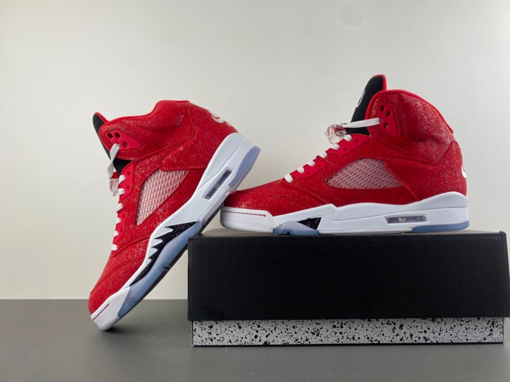 Jordan 5 Design-Inspired - "Sooners PE" "Varsity Red" Custom Tribute - AJ5-SOONPE-529C
