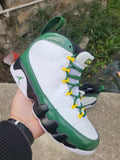 910 — Jordan 9 “White/Green Patent” — Design‑Inspired