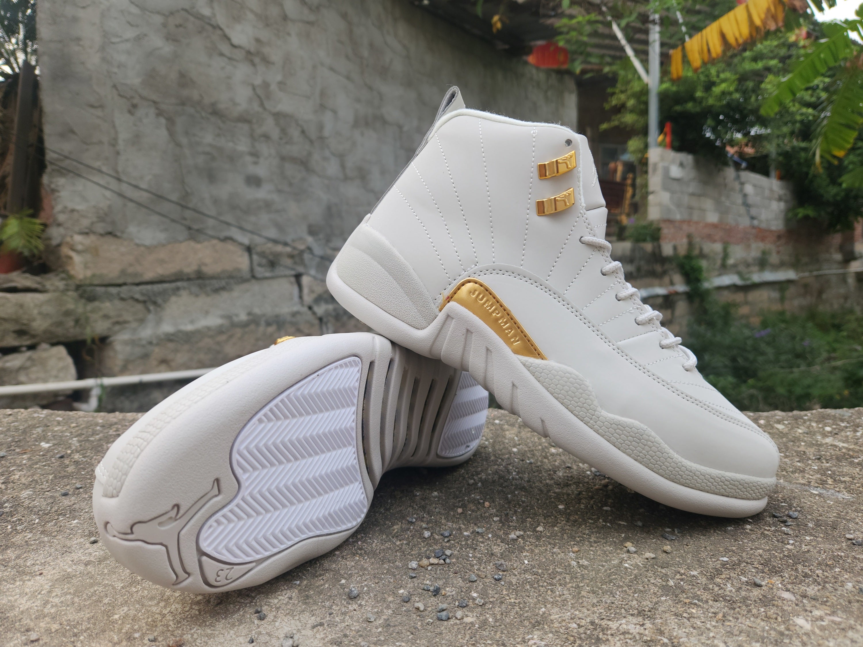 1210 — Jordan 12 “OVO” — White/Gold — Design‑Inspired