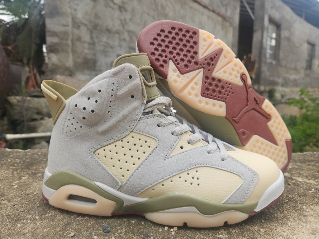 Jordan 6 Design-Inspired - "Olive Sail" "Sail & Olive" Custom Tribute - AJ6-OLVSAIL-626