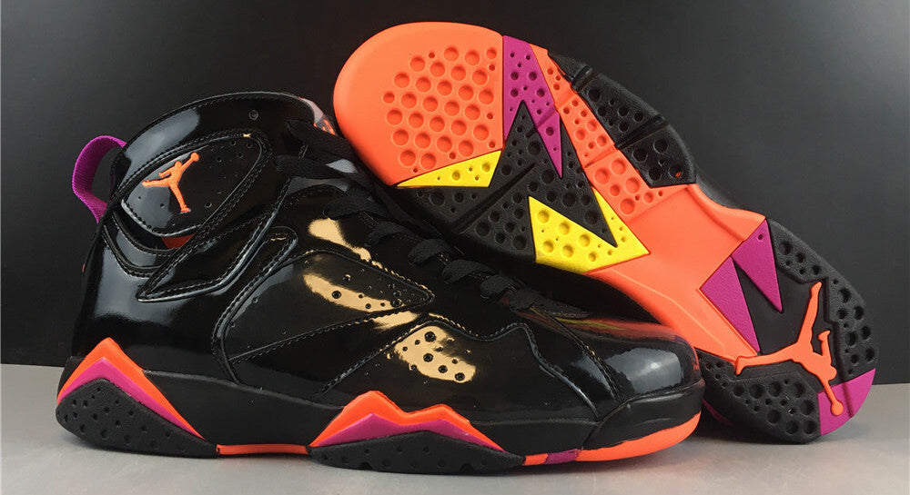 Jordan 7 — Design‑Inspired “Black Patent Citrus” Custom – Tribute Build AJ7‑BLACKPATENTCITRUS‑708