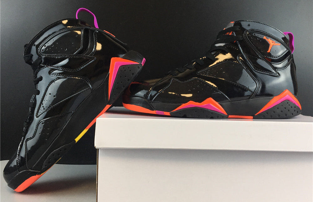 Jordan 7 — Design‑Inspired “Black Patent Citrus” Custom – Tribute Build AJ7‑BLACKPATENTCITRUS‑708