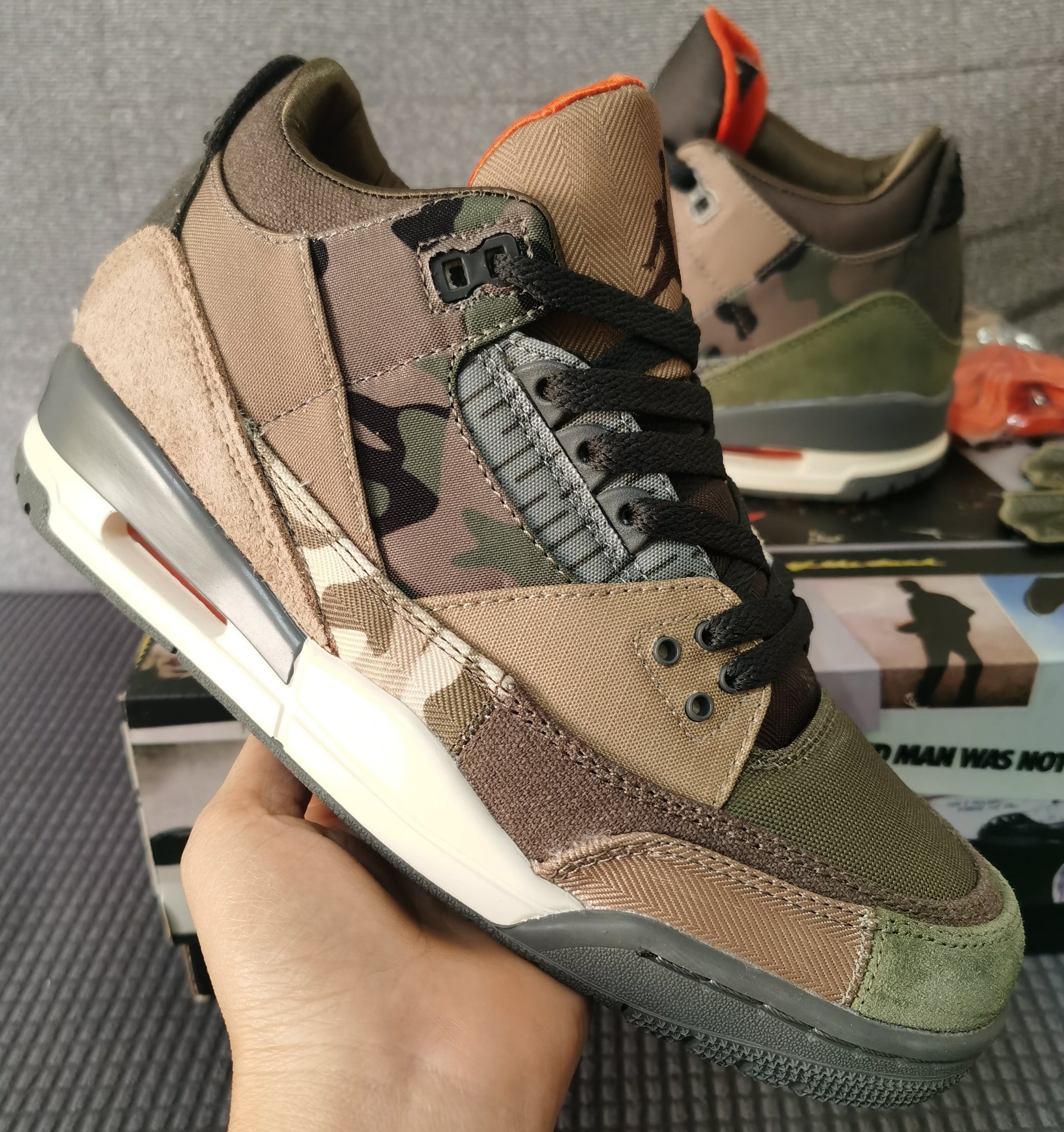 310 — Jordan 3 “Patchwork Camo” — Design‑Inspired Sneaker