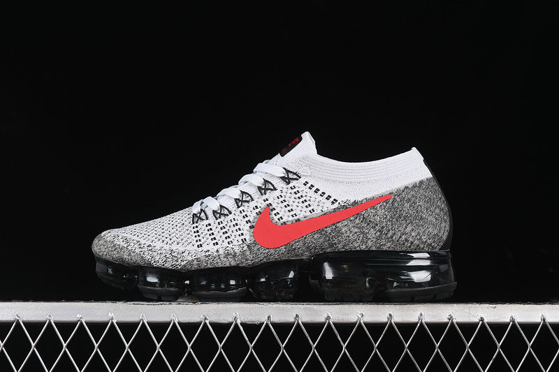 VMP‑HERITAGE‑009 — Nike Air VaporMax Flyknit — White/Grey/Red — Design‑Inspired