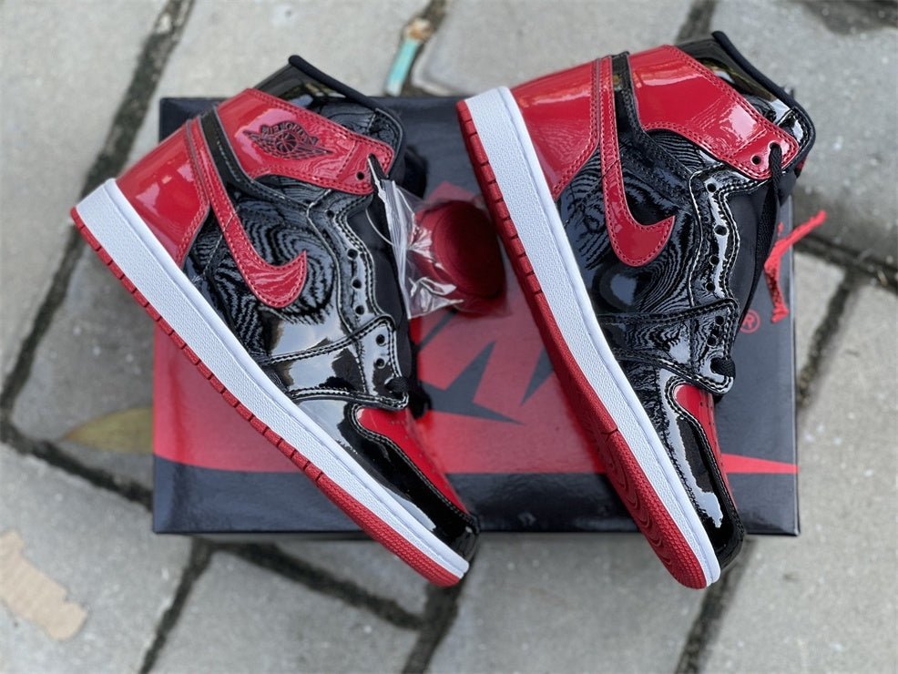 Jordan 1 High Design-Inspired - "Patent Bred" - AJ1-PATBRED-047 - Sole Revival and Redemption LLC