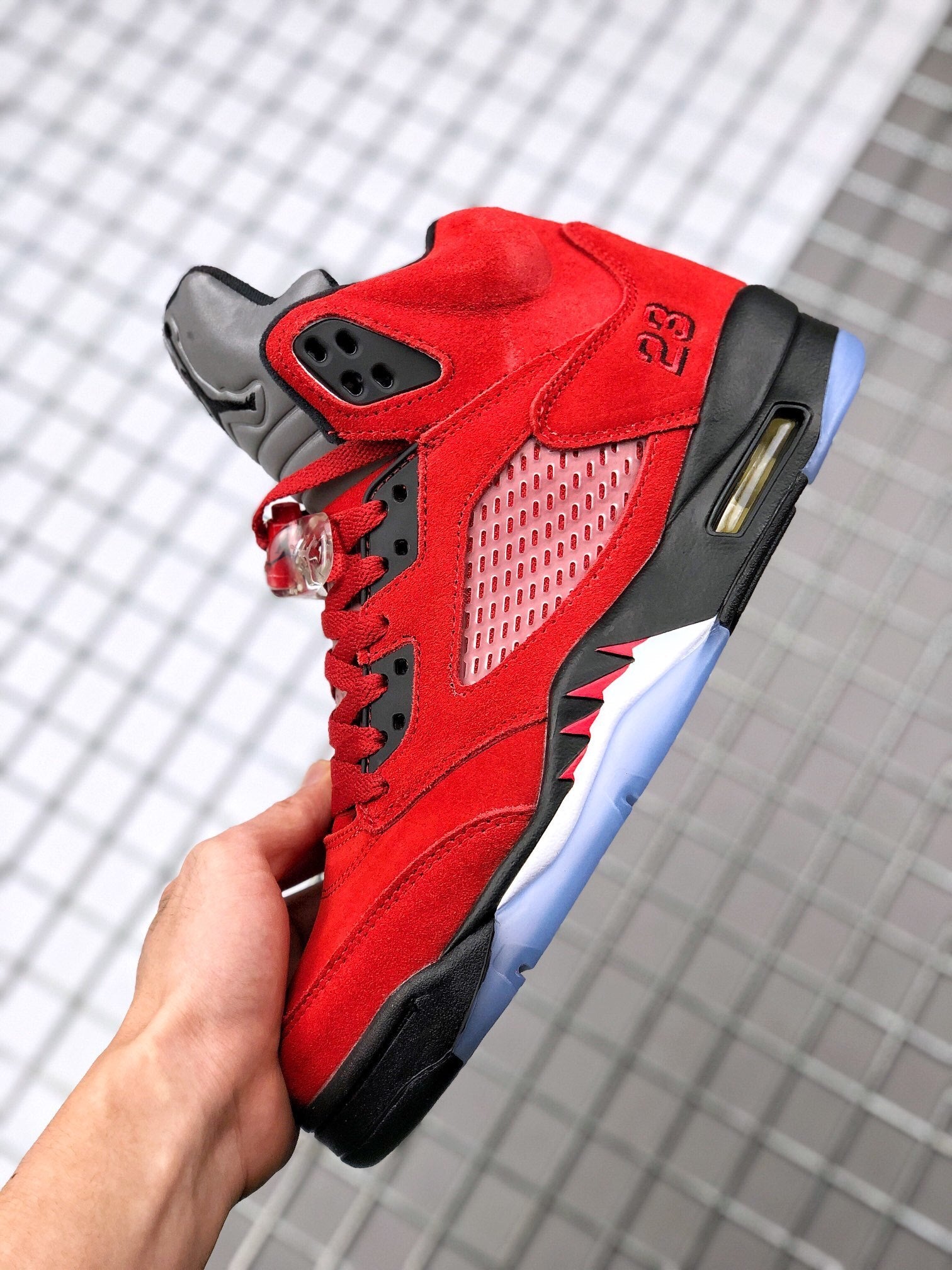 513 — Jordan 5 “Raging Bull” (Red Suede) — Design‑Inspired Sneaker