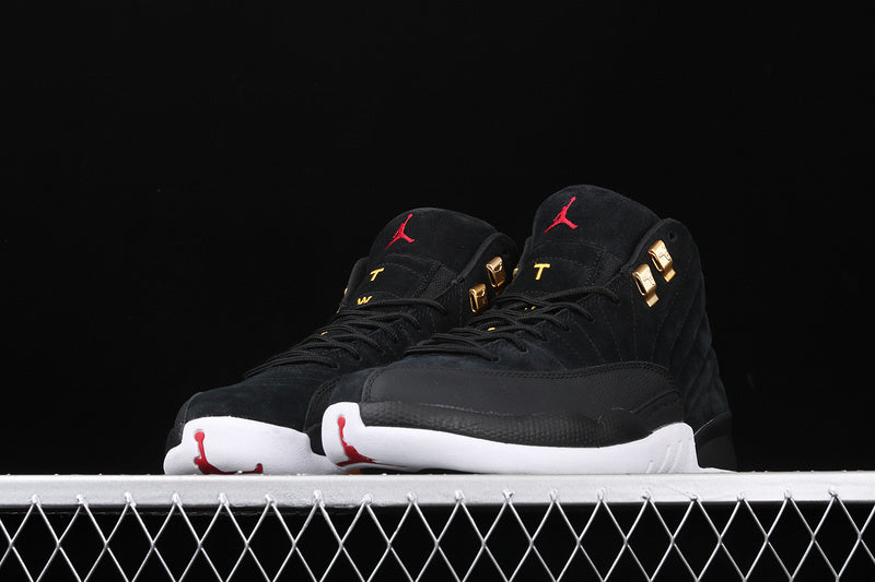 1212 — Jordan 12 “Reverse Taxi” — Black/White/Gold — Design‑Inspired