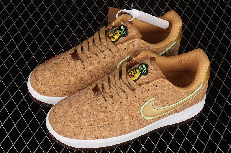 Nike Air Force 1 “Happy Pineapple” — Cork / Green / Tan — Design‑Inspired - AF1‑021