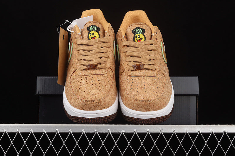 Nike Air Force 1 “Happy Pineapple” — Cork / Green / Tan — Design‑Inspired - AF1‑021