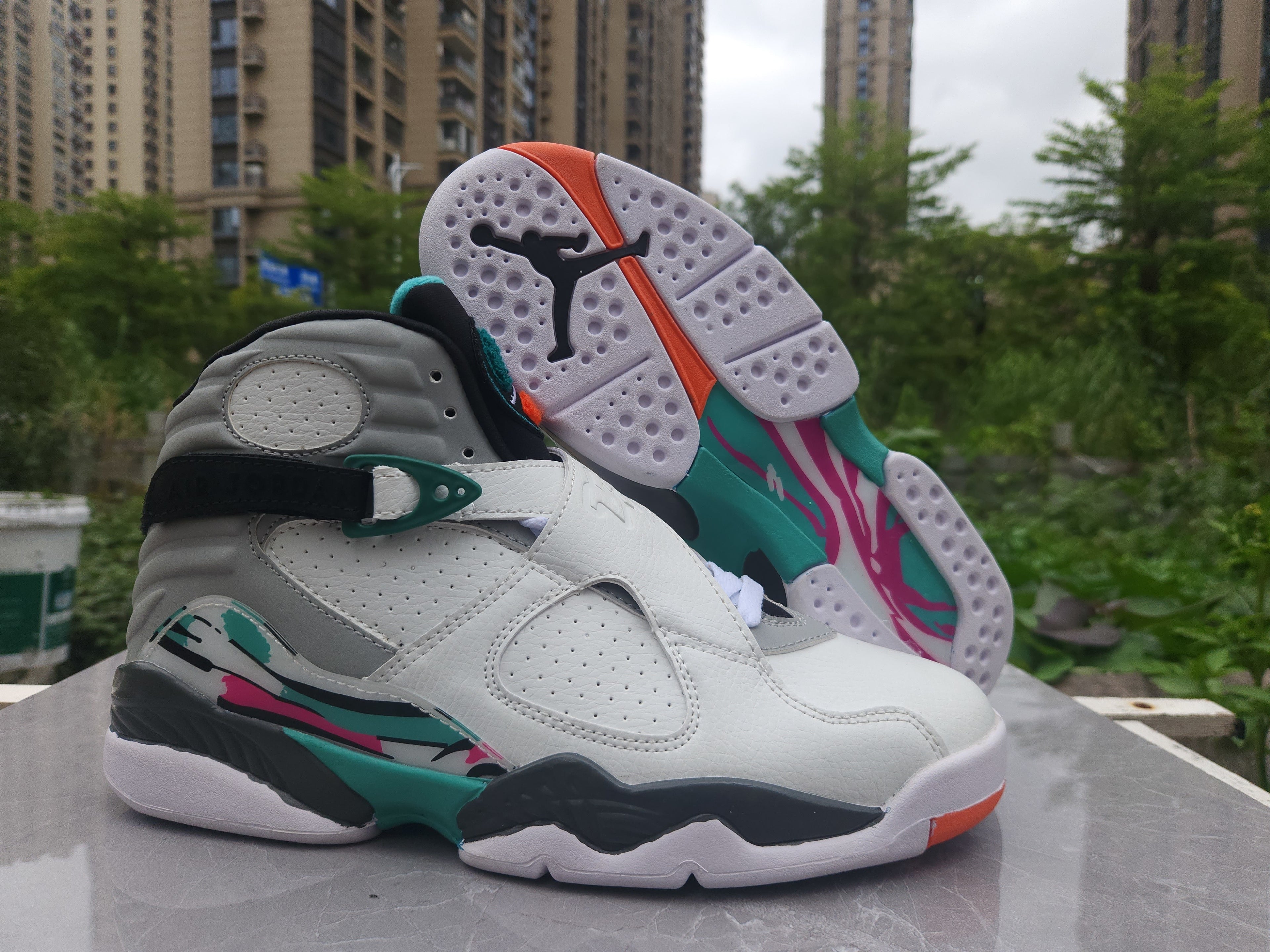 Jordan 8 – Design-Inspired "South Beach" Custom Tribute Build AJ8‑SOUTHBEACH‑810
