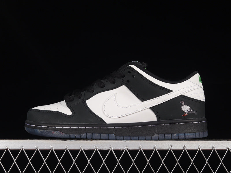 SBDNK‑032 — Nike SB Dunk Low “Panda Pigeon” — Black / White / Grey — Design‑Inspired
