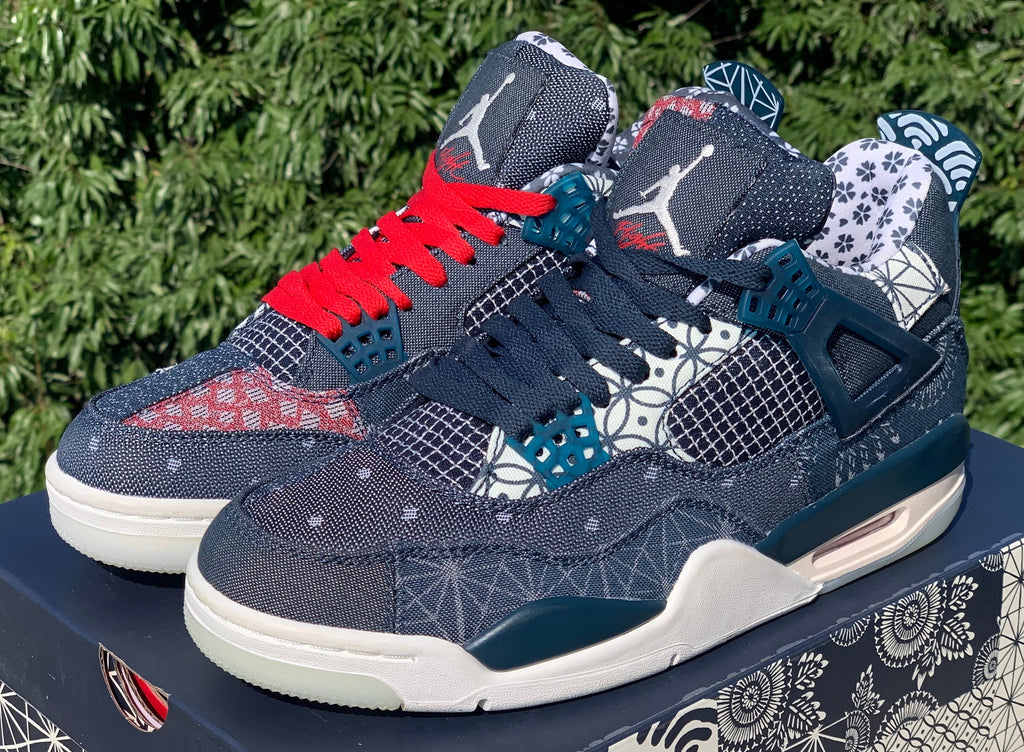 Jordan 4 – Design-Inspired "Sashiko" Custom Tribute Build AJ4‑SASHIKO‑429