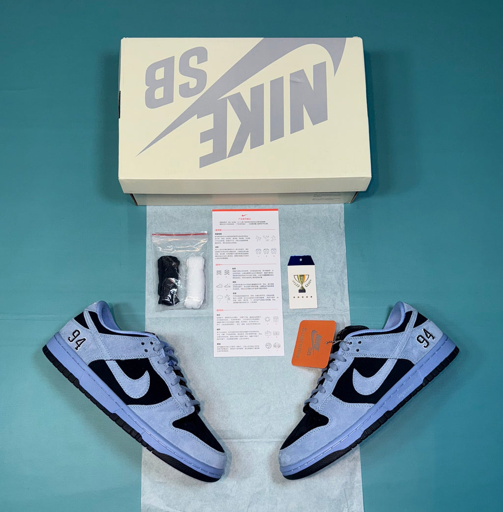 SB Dunk Low “Supreme 94 Pack” — White / Black / Purple / Blue / Golden — Design‑Inspired