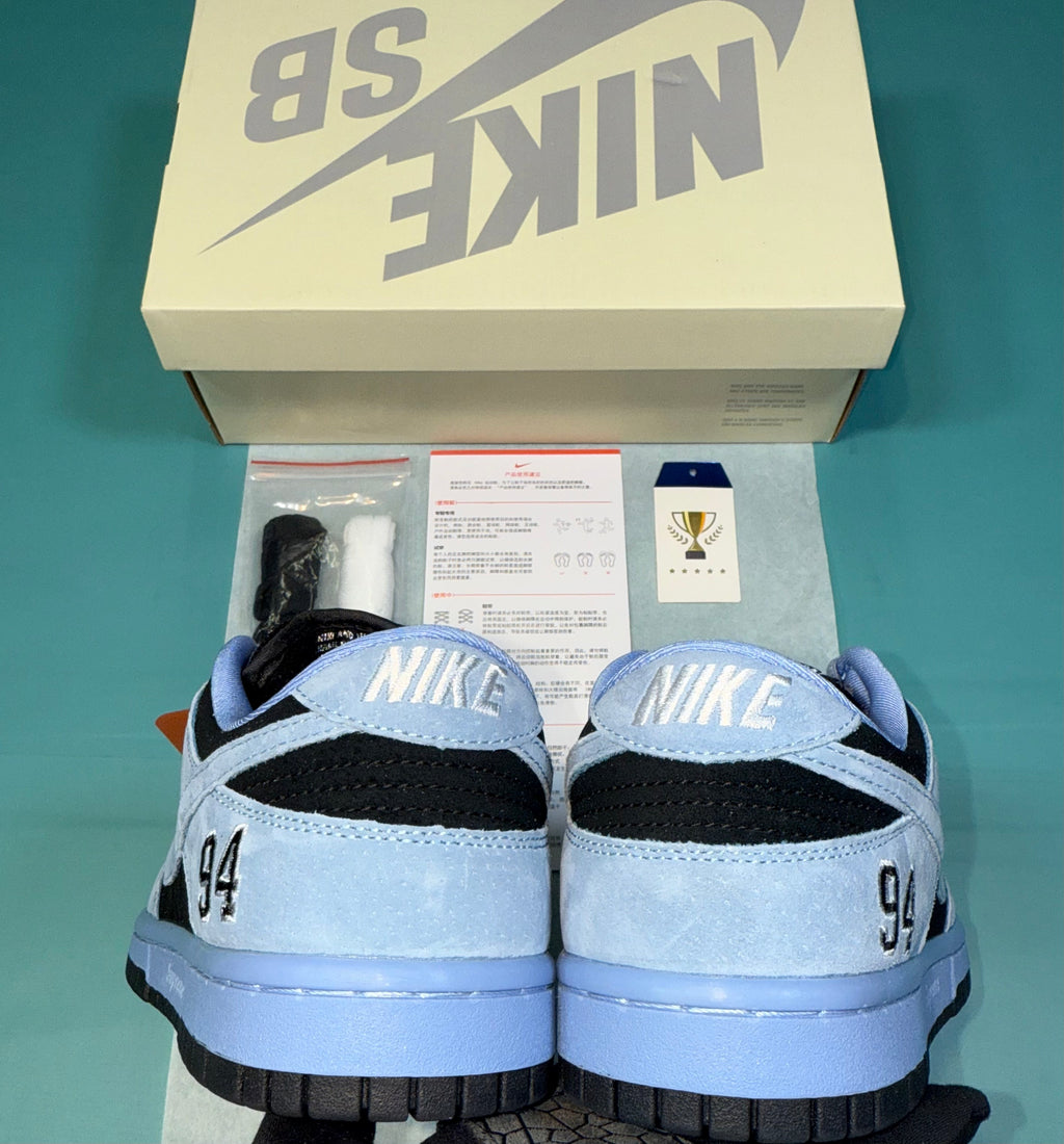 SB Dunk Low “Supreme 94 Pack” — White / Black / Purple / Blue / Golden — Design‑Inspired