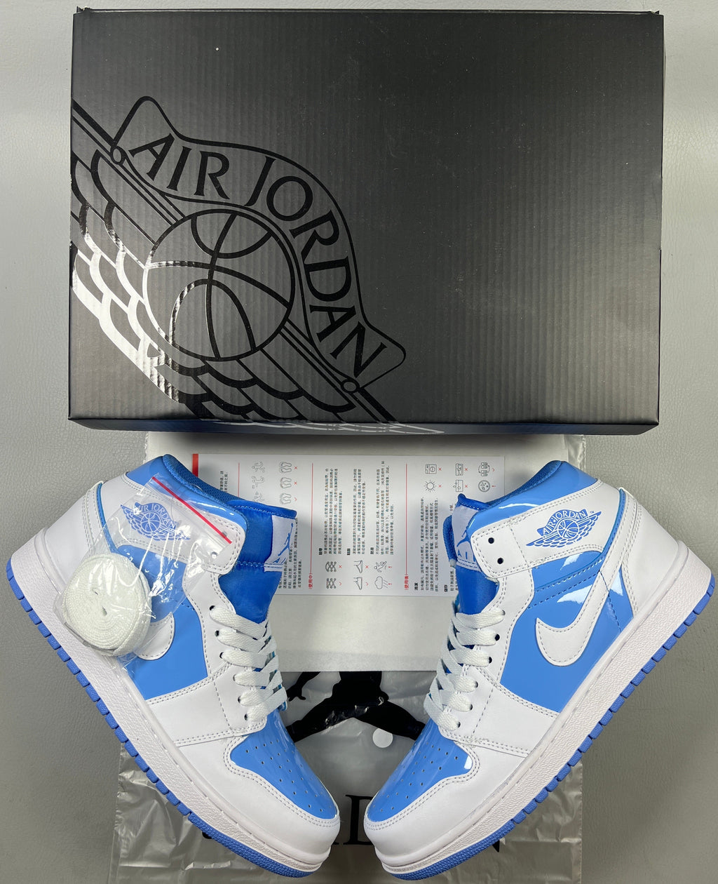 014 — Jordan 1 Mid “Ice Blue Patent” — Design-Inspired Sneaker