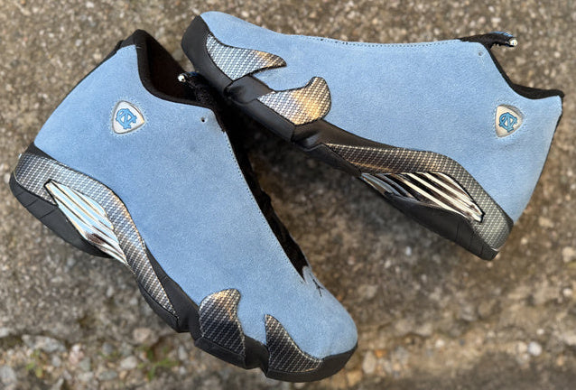 Jordan 14 - Design-Inspired “UNC-PE"  Custom Tributes — AJ14‑UNCPE‑1409