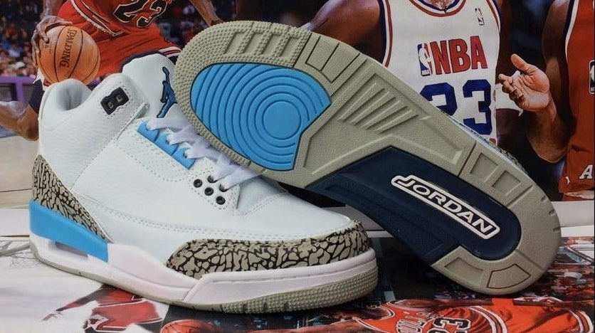 Jordan 3 - Design‑Inspired "UNC" Custom Tribute Build AJ3-UNC-332
