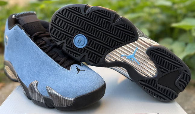 Jordan 14 - Design-Inspired “UNC-PE"  Custom Tributes — AJ14‑UNCPE‑1409