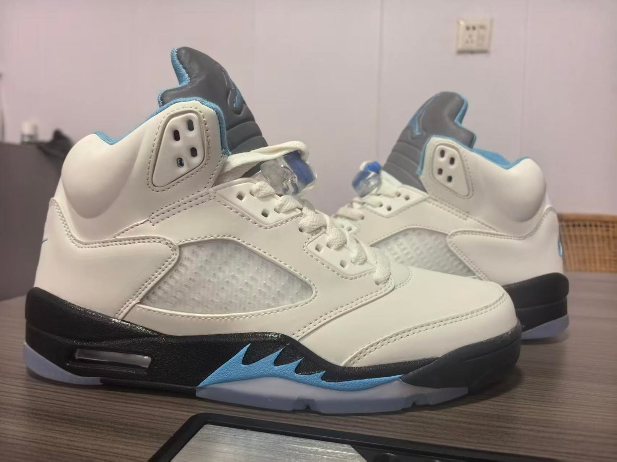 Jordan 5 Design-Inspired - "UNC White" "White & University Blue" Custom Tribute - AJ5-UNCWHT-540