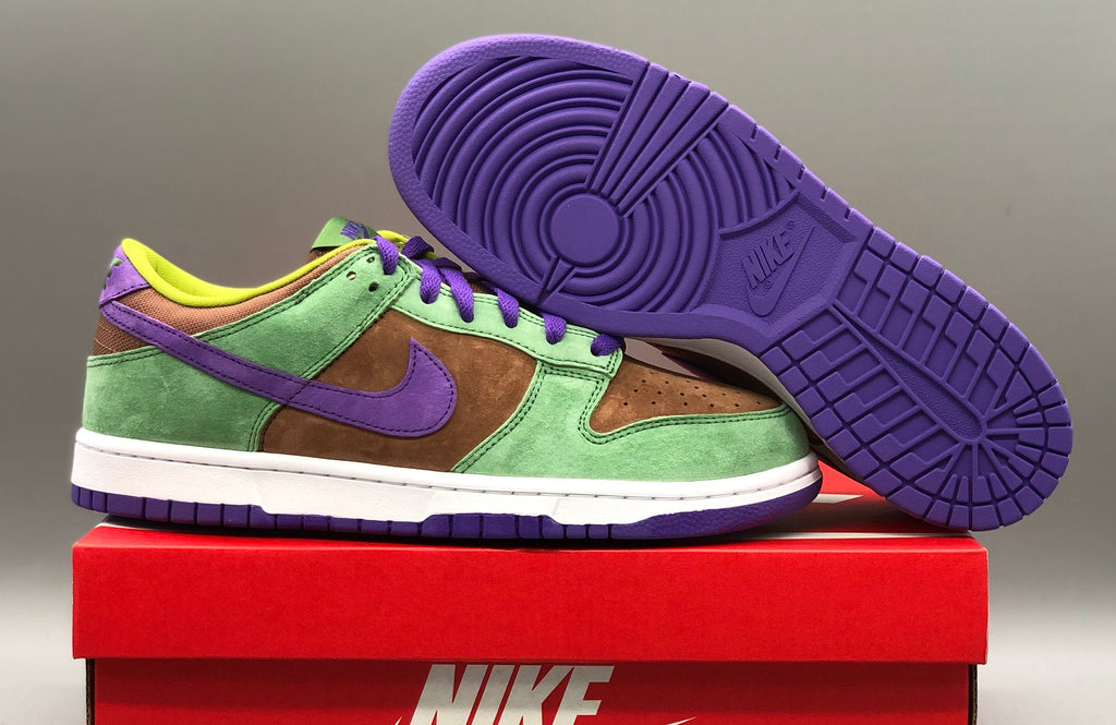 SBDNK‑023 — Nike SB Dunk Low “Veneer” — Brown/Green/Purple — Design‑Inspired