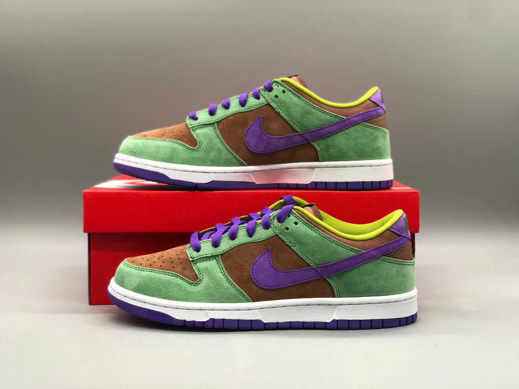 SBDNK‑023 — Nike SB Dunk Low “Veneer” — Brown/Green/Purple — Design‑Inspired