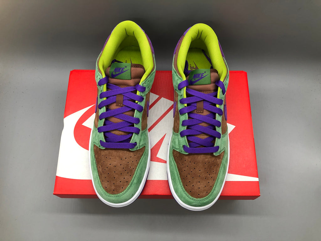 SBDNK‑023 — Nike SB Dunk Low “Veneer” — Brown/Green/Purple — Design‑Inspired