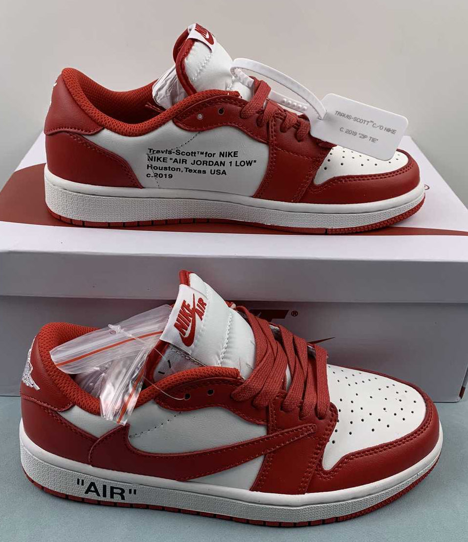 Jordan 1 Low — Design‑Inspired "Travis Scott Off‑White Fragment Collab" Custom Fantasy Build "Varsity Red" AJ1‑TSOWFRG‑046