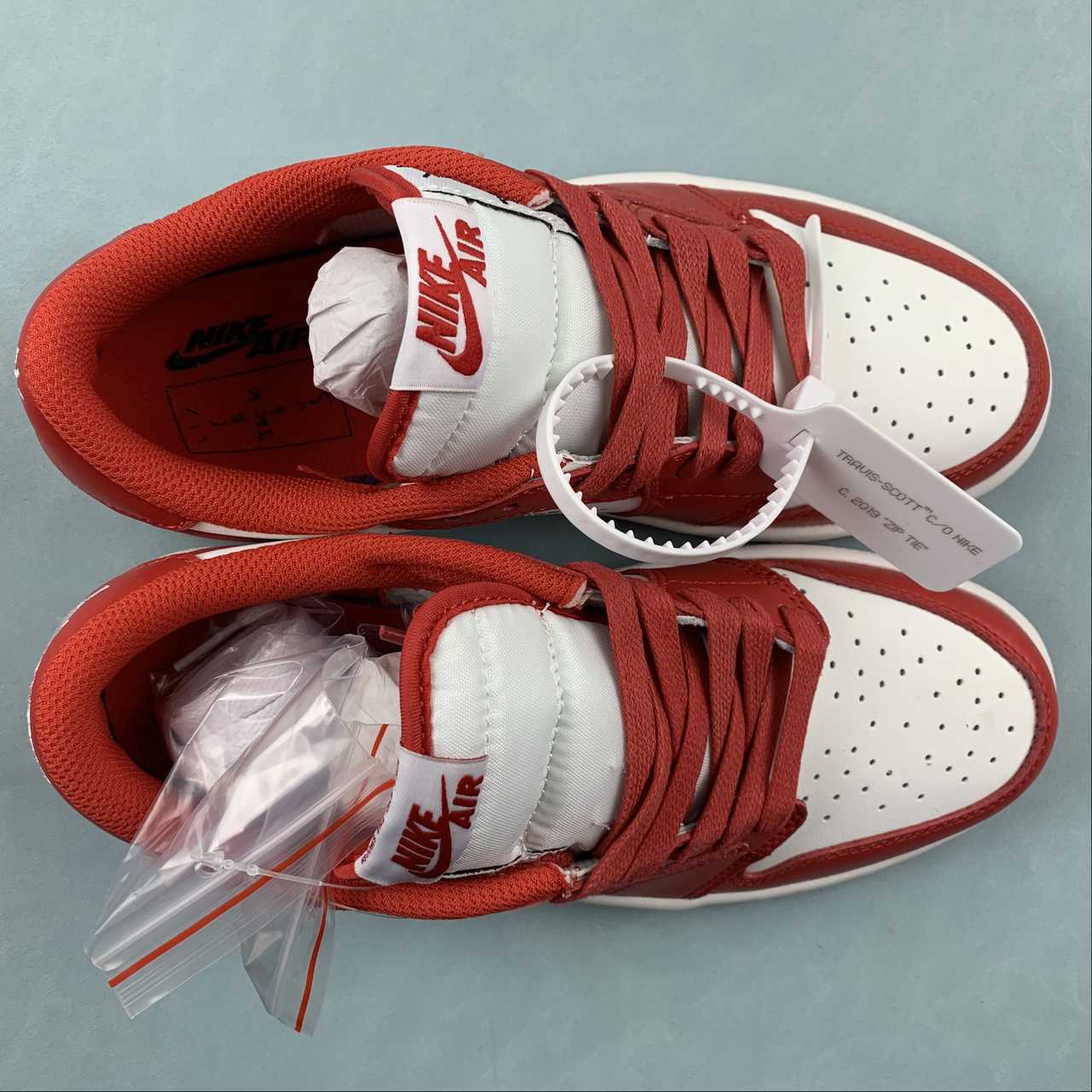 Jordan 1 Low — Design‑Inspired "Travis Scott Off‑White Fragment Collab" Custom Fantasy Build "Varsity Red" AJ1‑TSOWFRG‑046