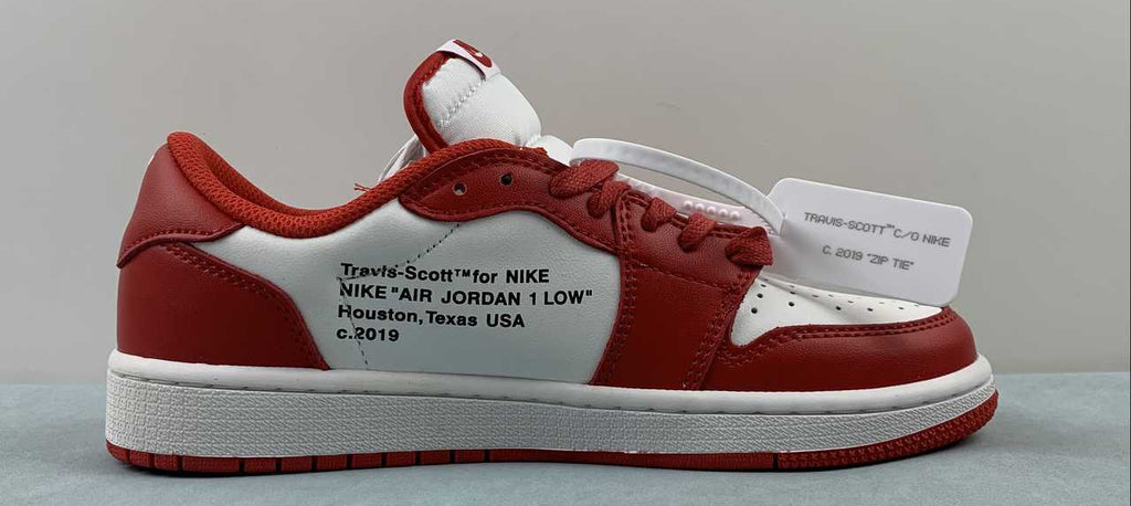 Jordan 1 Low — Design‑Inspired "Travis Scott Off‑White Fragment Collab" Custom Fantasy Build "Varsity Red" AJ1‑TSOWFRG‑046
