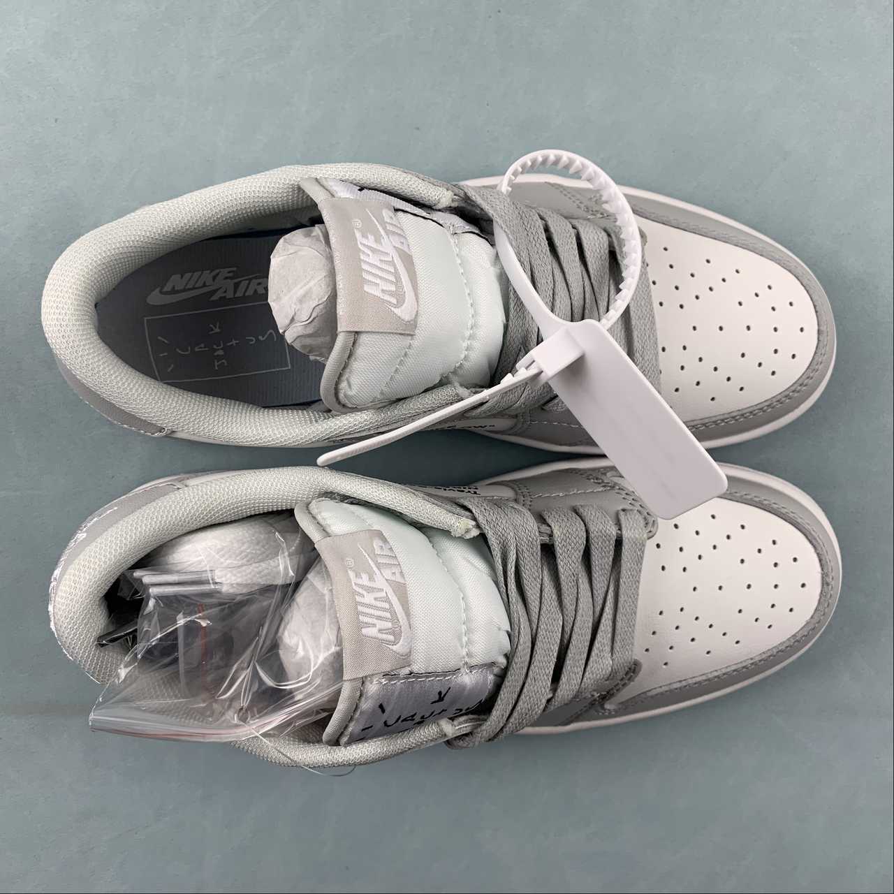 Jordan 1 Low — Design‑Inspired "Travis Scott Off‑White Fragment Collab" Custom Fantasy Build "Fog Grey" AJ1‑TSOWFRG‑049