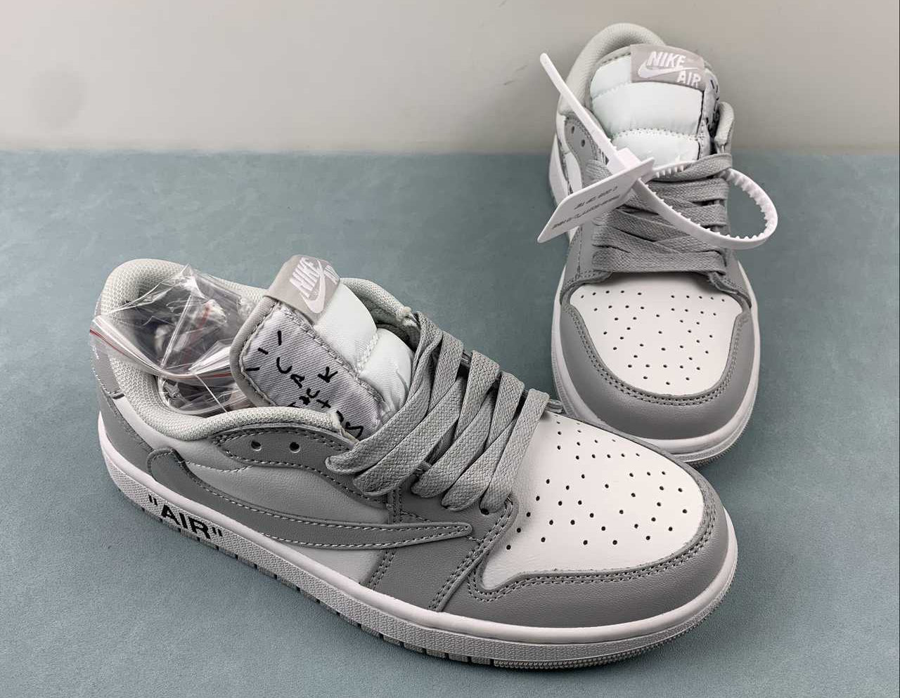 Jordan 1 Low — Design‑Inspired "Travis Scott Off‑White Fragment Collab" Custom Fantasy Build "Fog Grey" AJ1‑TSOWFRG‑049