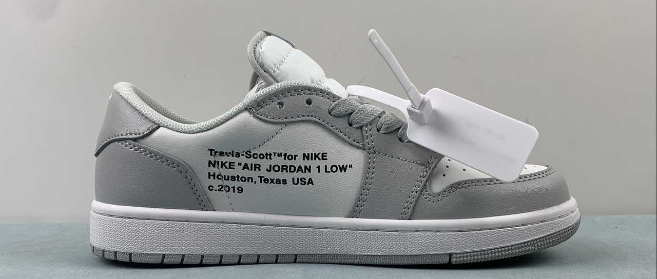 Jordan 1 Low — Design‑Inspired "Travis Scott Off‑White Fragment Collab" Custom Fantasy Build "Fog Grey" AJ1‑TSOWFRG‑049