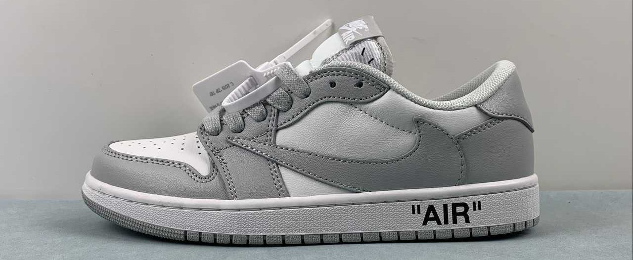 Jordan 1 Low — Design‑Inspired "Travis Scott Off‑White Fragment Collab" Custom Fantasy Build "Fog Grey" AJ1‑TSOWFRG‑049